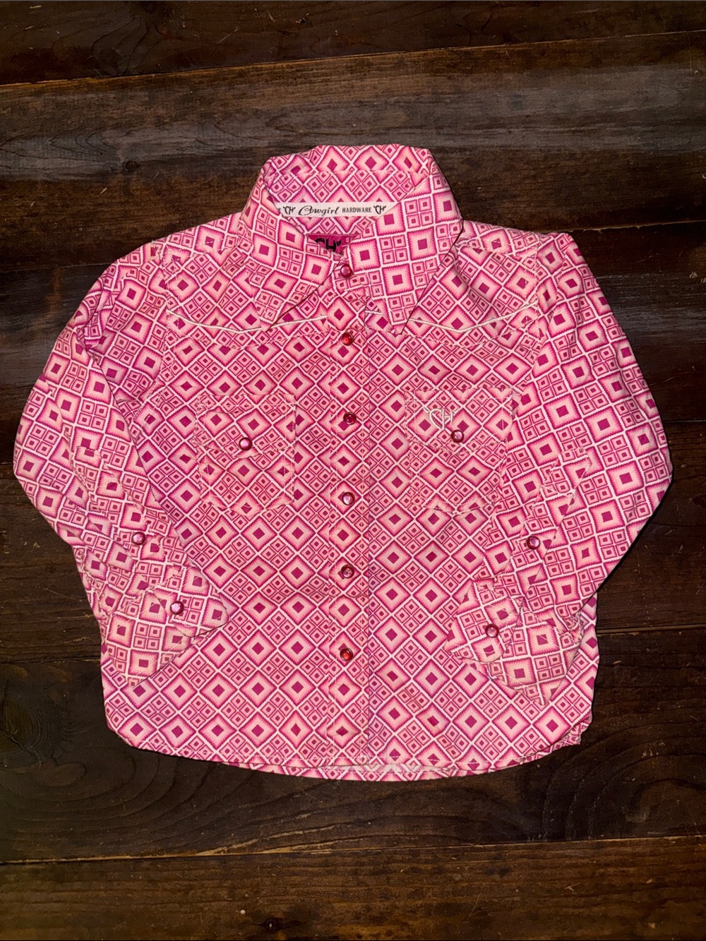 Girls' Pink Geometric Button-Down Shirt
